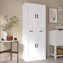 White Kitchen Pantry, 71" Tall Storage Cabinet with Doors and Drawer for Kitchen, Hallway, Office by CozyNest Decor