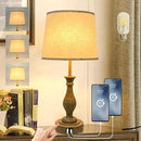 Farmhouse Table Lamp Touch Control 3-Way Dimmable Table Lamp, Modern Nightstand Lamp with 2 USB Port Bedside Desk Lamp with Fabric Shade for Living Room (Pack 1-Beige Shade & Touch) by CozyNest Decor