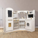 Large Wooden Corner Play Kitchen Sets with Ice Maker,Water Dispenser,Bread Maker,Washing Machine,Electronic Display,Toy Sink with Running Water,Stove with Light&Sounds, Birthday Gift for 3+Boys Girl by TinyTreasures Baby Boutique