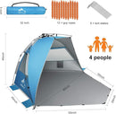 Oileus X-Large 4 Person Beach Tent Sun Shelter - Portable Sun Shade Instant Tent for Beach with Carrying Bag, Stakes, 6 Sand Pockets, Anti UV for Fishing Hiking Camping, Waterproof Windproof, Blue by TinyTreasures Baby Boutique