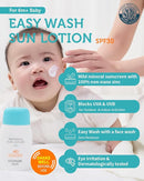 Baby Kids Easy Wash Sun Lotion SPF 30 & Mild Soothing Gel - Zinc Oxide Mineral Sunscreen & After Sun Relief - Korean Skincare for Sensitive Skin - Vegan Hypoallergenic, 2.11oz & 5.07oz by TinyTreasures Baby Boutique