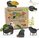 Taksa Toys Locomo Family Black Edition Waldorf Montessori Toys Wooden Animal Figures for Outdoor-Loving Kids, Trigger Boys Girls Creativity, Sensory Toddler Toys for Ages 3 4 5 6 7+ Olds (Set of 5) by TinyTreasures Baby Boutique