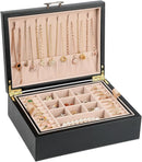 Small Jewelry Organizer for Women, 2-Layer Travel Jewelry Box with Portable Case, Necklace Ring Storage for Dresser, Girls Teens Gifts (Black) by TinyTreasures Baby Boutique
