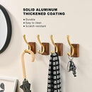 4 Pack Wooden Wall Hooks for Hanging, Adhesive Mounted & Wall Mount Nature Wood Coat Hook for Towel Clothes Blanket Hat Backpack Robe Nursery Door Board Entryway Key Holder Brushed Gold by CozyNest Decor