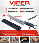VIPER Grill Utility Knife - 8 inch High Carbon Stainless Steel Chef Knife Bread Knife Meat Turner Bottle Opener with Sheath Grilling Gifts for Dad Men by GreenHaven Gardens