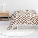 LOMAO Throw Blankets Flannel Blanket with Checkerboard Grid Pattern Soft Throw Blanket for Couch, Bed, Sofa Luxurious Warm and Cozy for All Seasons (Khaki, 60"x80") by CozyNest Decor