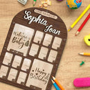 V-DECORPARKS Personalized My First Year Photo Frame | 12 Months Picture Frame For Baby First Year | Displays Two 4x6 Photo and Twelve 2x3 Pictures | Welcome Baby To Happy Birthday With Birth Stats by TinyTreasures Baby Boutique