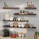 SAUMONIERES Picture Ledge Shelf Floating Book Shelves Set of 2 Wall Mounted Solid Wood for Bedroom Bathroom Living Room Kitchen, 36 Inch Walnut by CozyNest Decor