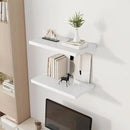 24" Floating Shelves for Wall, 12" Deep Slim White Floating Shelves, Wall-Mounted Shelves for Bedroom, Living Room, Kitchen, Bathroom - Set of 2 by CozyNest Decor