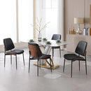 BV Dining Chairs Set of 4, PU Leather Armless Kitchen Chair in Modern Walnut Style, Mid Century Bentwood Side Chair with Metal Legs, Retro Accent Guest Chair for Kitchen Dining Room(Black) by CozyNest Decor