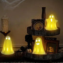 [Timer] Light Up Ghost Halloween Decor, 3 Pcs Ceramic Halloween Ghost Decorations Indoor, Cute White Ghost Figurines Statue for Indoor Decor Home Table (A) by CozyNest Decor