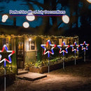 4 Pack Red White and Blue Solar Light Outdoor, 4th of July Decorations Patriotic Lights with Big LED Neon Star, Garden Stake Pathway Lights with 8 Modes for Independence Day Memorial Day Decor by GreenHaven Gardens