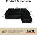 ovios 105” Modular Sectional Sofa with Thicken Seat Cushion, Cloud Couch with Deep Seat, Modern L-Shape Sofas Couches with Chaise,Upholstered Couches for Living Room Bedroom,Black by CozyNest Decor