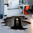 3D Halloween Wall Decals Scary Skeleton Halloween Wall Stickers, Spooky Long Hair Zombie Floor Decor Posters Decals Decorations for Living Room Bedroom Party Supplies by CozyNest Decor