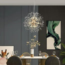Modern Sputnik Chandeliers for Dining Room, Gold Dandelion Ceiling Hanging Lamp, Round Crystal Beaded Pendant Lights for Bedroom Living Room Farmhouse Kitchen Island (Gold 9Lights) by CozyNest Decor
