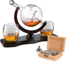 Etched World Decanter Whiskey Globe
