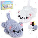 Crochet Kit for Beginners - 2PCS Kitty Crochet Kit with Step-by-Step Video Tutorials, Crochet Starter Kit for Adults and Kids, Learn to Crochet Cat, Beginner Crocheting Kit Easy Peasy Yarn by TinyTreasures Baby Boutique
