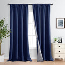 XWZO 100% Blackout Curtains with Tiebacks- Thermal Insulated Black Liner Curtains, Noise Reducing and Heat Blocking Rod Pocket Drapes for Hall and Studio Windows, Navy Blue, W52 x L95, Set of 2 by TinyTreasures Baby Boutique