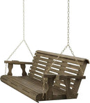 Amish Casual 6 Foot Roll Back Porch Swing with Cup Holders in Dark Walnut Stain - Amish Made in The USA from Treated Pine Heavy Duty 700 Lb. Weight Capacity by GreenHaven Gardens