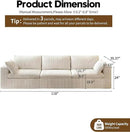 118" 3-Seater Cloud Sofa,Modular Sectional Couch,Modern Deep Seat Upholstered Couches with Plush Corduroy Fabric for Living Room Furniture,Bedroom and Apartment,No Assembly Required,White by CozyNest Decor