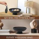 Large Resin Pedestal Decorative Bowl - Modern Fruit Bowl for Kitchen Counter - Handicraft Bowls for Home Decor - Key Bowl for Entry Table,Matte Black by CozyNest Decor