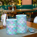 Vdsrup Flameless Candles Set of 2 Purple Teal LED Candles with Timer Battery Operated Mermaid Scale Candle Lights Flickering with Remote for Home Bedroom Decor by GreenHaven Gardens