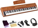88 Key Digital Piano Keyboard for Beginners,Full Size Electric Piano Semi-Weighted Keyboard with Sheet Music Stand,Pedal,Headphone,Power Adapter,USB-MIDI Compatibility,Wood Grain Brown by TinyTreasures Baby Boutique