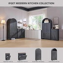Modern Tilt-Out Trash Can Cabinet, 10 Gallon Fluted Laundry Hamper Cabinet with Drawers, Wooden Hidden Garbage Can Cabinets with Storage Basket, Free Standing for Kitchen and Living Room, Grey by CozyNest Decor