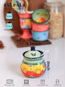 silesia Handmade Sugar Bowl with Lid and Spoon, 9 Ounce Ceramic Hand-Painted Sugar Jar for Home in Gift Box, Kitchen Decor, Oven, Dishwasher & Microwave Safe, Glazed Green by CozyNest Decor