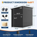 4x8 FT Metal Outdoor Lean to Storage Shed, Lean to Garden Shed Utility Tool Shed, Heavy-Duty Outdoor Metal Wall Side Storage Sheds by GreenHaven Gardens