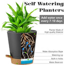 Self Watering Planters Plant Pots Indoor Flower Planting PotsP For Houseplants, African Violet, Flowers, Succulent,Cactus Outdoor Plant Pots with Drainage Holes Black Pots Gift Idea For Lazy people by GreenHaven Gardens