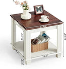 Farmhouse End Table with 2-Tier Storage Shelf, 22.8 inch Side Table for Living Room,Modern Nightstand,Small Bedside Table for Bedroom,White by CozyNest Decor