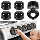 5-Pack Stove Knob Covers for Child Safety - Universal Size Gas Stove Knob Covers with Adhesive, Heat-Resistant Baby Proof Stove Knob Covers, Dual-Key Oven Knob Covers for Child Safety and Pet (Black) by TinyTreasures Baby Boutique