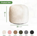 HIGOGOGO Round Stuffed Pouf Ottoman, Stripe Faux Fur Poufs with Foam Chunk Filling, Furry and Fluffy Pouf Foot Stool Storage Ottoman, 20 X 15 Floor Poufs Foot Rest for Living Room, Beige by CozyNest Decor