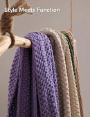 YnM Chunky Cotton Knit Throw Blanket, Cable Knit Throws for Bed Couch Sofa, Comfy & Relaxing, Decorative Piece for Farmhouse Modern Boho Rustic Scandinavian Chic Vibe, Lilac Purple 60x80 Inches by CozyNest Decor