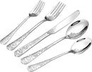 Floral 40 Pcs Silverware Set for 8, Food Grade Stainless Steel Flatware Set with Rose Flower Embossed Design, Eating Utensils Sets Include Fork/Knife/Spoon, Reusable Cutlery Set, Dishwasher Safe by CozyNest Decor