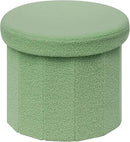 B FSOBEIIALEO Storage Ottoman Cube, Round Ottomans with Storage Foot Stool Footrest for Lving Room, Boucle Ottoman Seat for Dorm Room,Faux Teddy Fur, Green 15"x15"x15" by CozyNest Decor