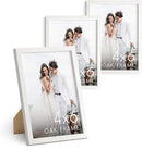HAUS AND HUES Solid Oak 4x6 Picture Frame for Wall or Tabletop Set of 3-4x6 Picture Frame Collage, White Gallery Wall Frame Set, 4x6 Picture Frames, Photo Frames 4x6, Wooden Picture Frames 4x6 by CozyNest Decor