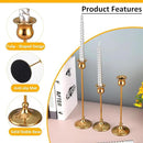Taper Candle Holder Tall Vintage Metal Candlestick Holders Candle Stick Candelabra for Halloween Thanksgiving Christmas Holiday Wedding (Gold, 1 Set (3 pcs)) by CozyNest Decor