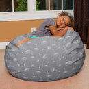 Posh Creations Bean Bag Chair for Kids, Teens, and Adults Includes Removable and Machine Washable Cover, Canvas White Dandelions on Gray, 38in - Large by TinyTreasures Baby Boutique