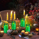 NURADA Flickering Flameless Candles: Built-in Star String Acrylic Battery LED Pillar Candles Candles with Remote and Timer for Home Party Weddings Christmas Halloween Decor -Green 2 Pack by CozyNest Decor