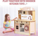 ROBOTIME Wooden Play Kitchen Set, Pretend Play Kitchen Set for Kids with Realistic Design, Kids & Toddlers Kitchen Playset with Dishwasher, Toy Kitchen Set for Boys and Girls Ages 3+ (Pink) by TinyTreasures Baby Boutique