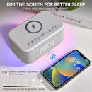 Alarm Clock Speaker Wireless Charger, Digital Alarm Clocks Bedrooms Bluetooth, Alarm Clock Dimmable Light Bedrooms Dual Alarm Snooze Dimmer 12 24H RGB Night Light Bluetooth USB AUX, Gray by TinyTreasures Baby Boutique