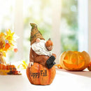Topadorn Fall Garden Gnome Figurine Sitting on Pumpkin Statue Autumn Harvest Garden Gnomes Statue Figurine for Patio Yard Lawn Porch Decoration, Happy Fall by CozyNest Decor