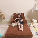 Foldable Sofa for Kids, Sherpa Teddy Bear Toddler Couch With Tri Folding Foam Cushions, Comfy for Ages 3-6 by TinyTreasures Baby Boutique