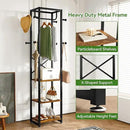 IBUYKE Coat Rack with Shelves, Freestanding Hall Tree with 3 Shelves and 8 Hooks, Industrial Clothes Stand for Entryway, Hallway, Bedroom, Rustic Brown UTMJ088H by CozyNest Decor