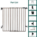 Babelio 34" Extra Tall Baby/Dog Gate with No Threshold Design Walk Thru Door, 26-43" Auto Close Safety Gate for Babies, Elders and Pets, Fits Doorways, Stairs, and Entryways, Black Wood Pattern by TinyTreasures Baby Boutique