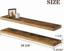 BAMEOS Floating Shelves,40 in W x 7in D Wall Mounted Wooden Shelves with Invisible Brackets Set of 2, Hanging Wall Shelves Decoration for Bedroom, Bathroom, Living Room and Kitchen,Rustic Brown by CozyNest Decor