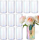 12pc Glass Cylinder Bud Vases for Centerpieces,6 inch Tall Irised Crystal Clear Flower Vases in Bulk,Hurricane Glass Candle Holders for Table Centerpiece Formal Dinners Home Decor by GreenHaven Gardens