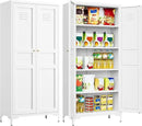 SISESOL Metal Storage Cabinet with Doors and Shelves,White Storage Cabinet with Leg & Vent Hole,Food Pantry Cabinets,5 Tier Metal Pantry,Tall Large Cupboard for Home,Kitchen,Dining/Living/Laundry Room by CozyNest Decor